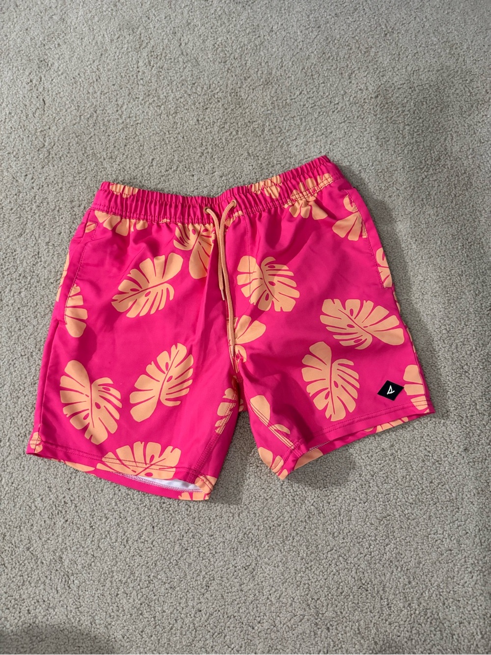 Men’s Pink Tropical Leaf Swim Shorts